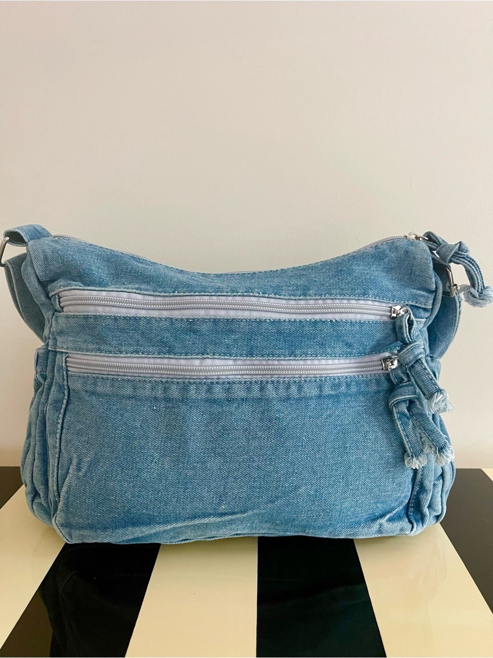Denim Jean Crossbody Shoulder Bag in Light Blue
